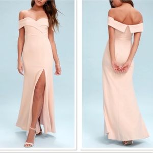 Song Of Love Lulus dress in blush pink.